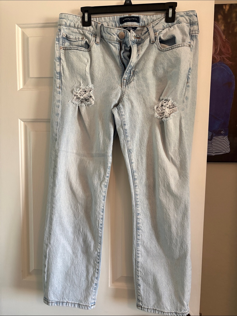 Aeropostale Light Blue Straight Leg Distressed Jeans